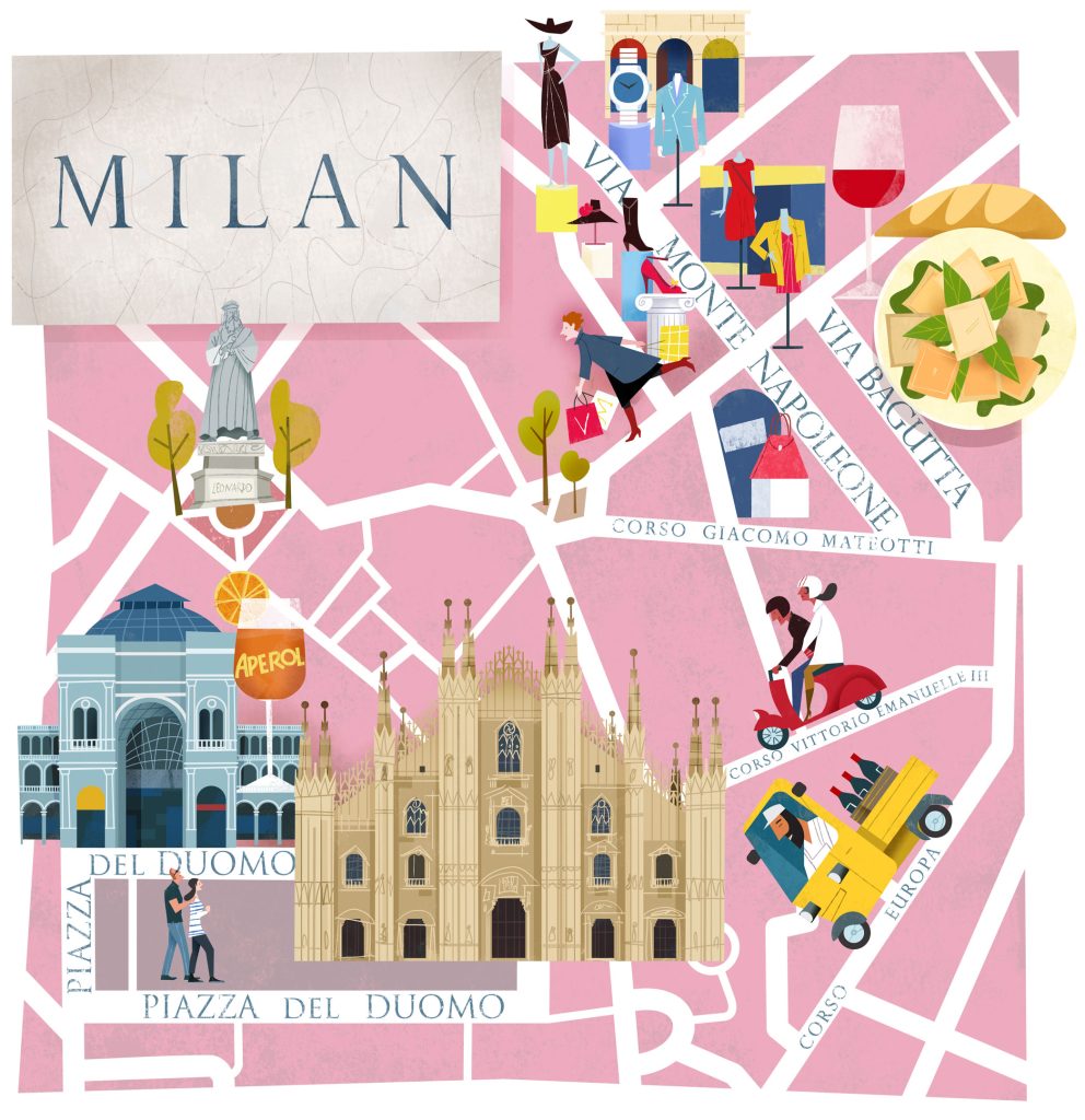 Florence Italy Illustrated Map for Virgin Australia In-flight magazine Voyeur