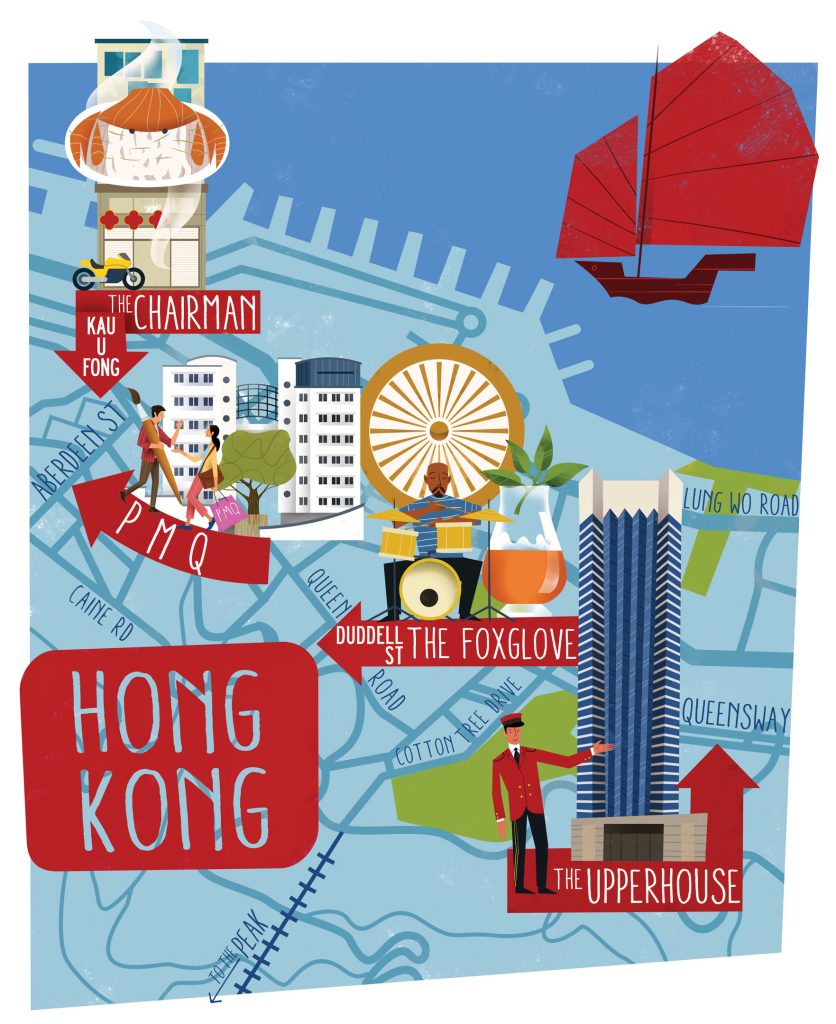 Hong Kong Voyeur Illustrated Map for Virgin Australia